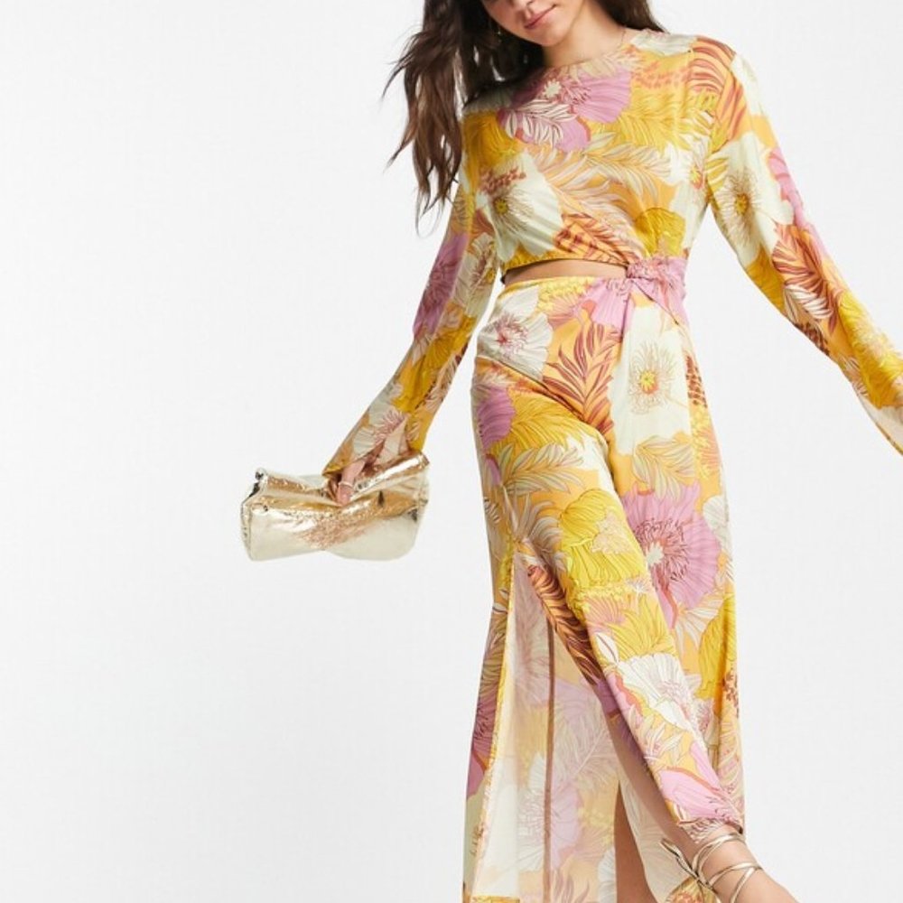 TOPSHOP Occasion Asymmetric Cutout Long Sleeve Midi Dress
